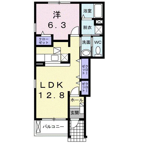 パルテ・カナーレIII(1LDK/1階)の間取り写真