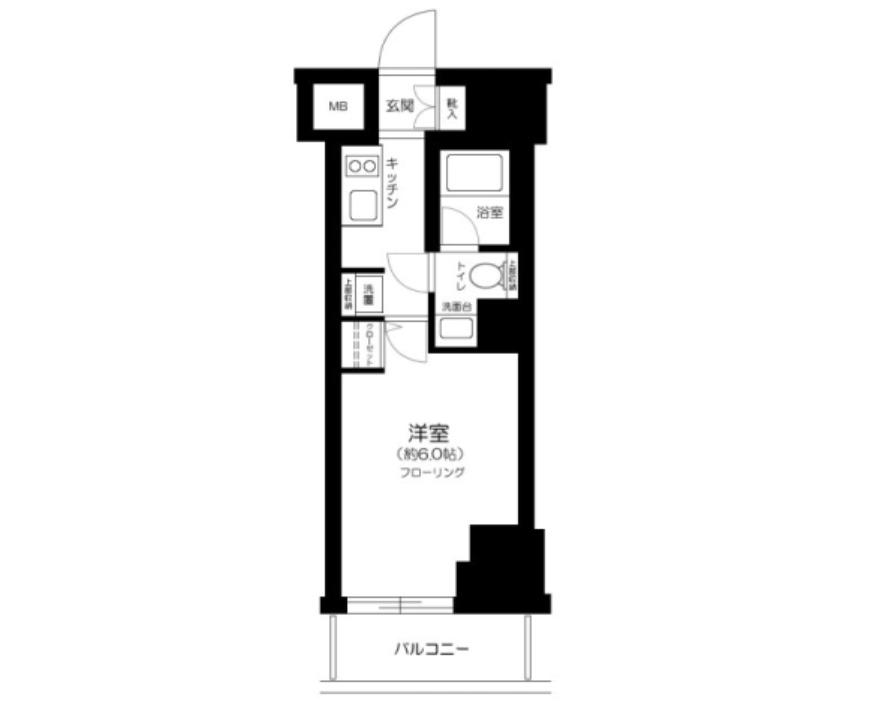 ZOOM恵比寿(1K/2階)の間取り写真