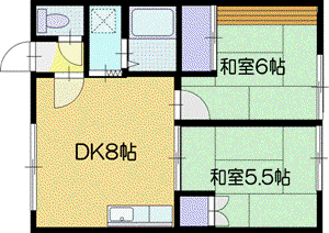 シャローム(2DK/2階)の間取り写真
