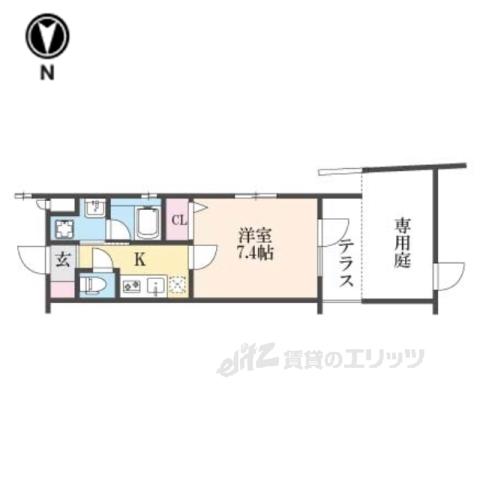 べラジオ雅び京都円町Ⅱ(1K/1階)の間取り写真