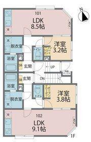 カインドネス東村山諏訪(1LDK/2階)の間取り写真