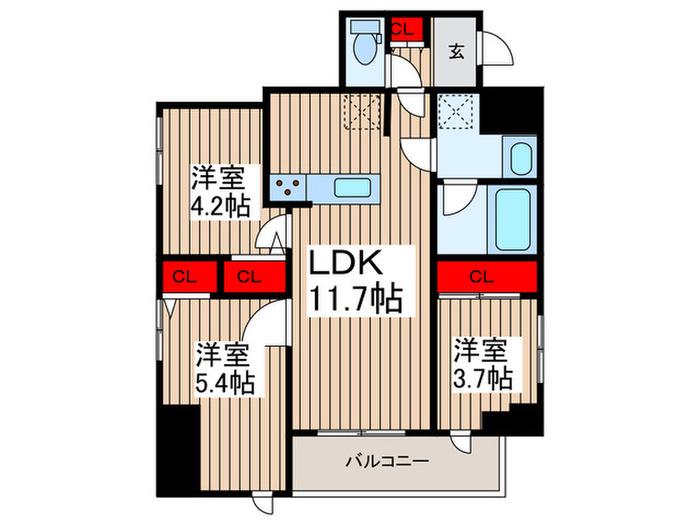 ドゥーエ日暮里III(3LDK/2階)の間取り写真