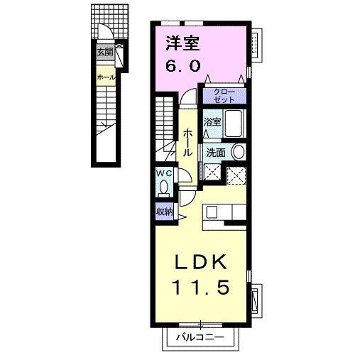 ヴィラプレッソ(1LDK/2階)の間取り写真
