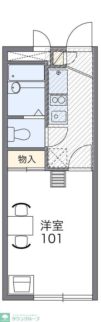 レオパレスメルベーユ(1K/1階)の間取り写真