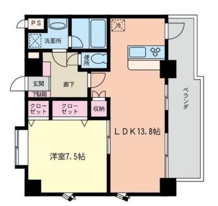 オークウッドII(1LDK/6階)の間取り写真
