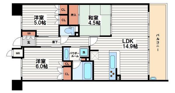 フロンティアタワー日本橋(3LDK/12階)の間取り写真