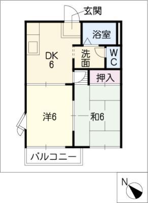 ウィング21(2DK/1階)の間取り写真