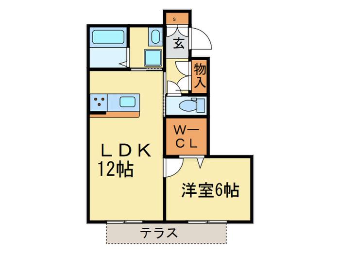 シャーメゾン欅ヶ丘・椿館(1LDK/1階)の間取り写真