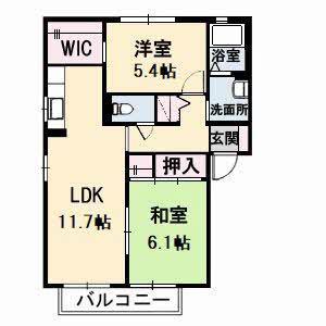 バリュージュJINB棟(2LDK/1階)の間取り写真