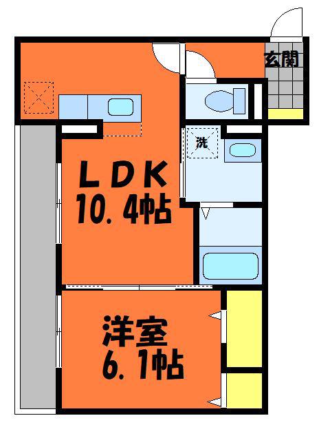 ブルーミア(1LDK/2階)の間取り写真