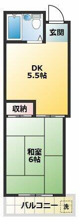 白山第四ビル(1DK/3階)の間取り写真