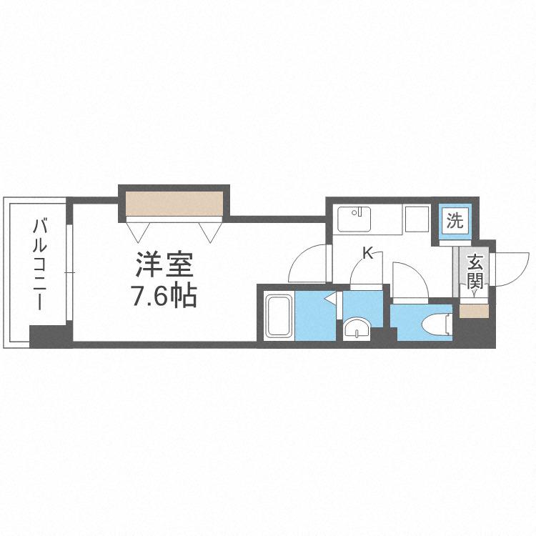 LUXE難波西III(1K/14階)の間取り写真