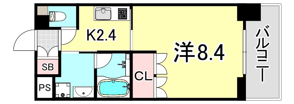 ベルファース尼崎(1K/5階)の間取り写真