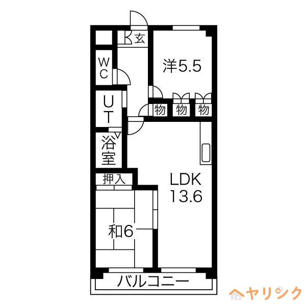 コットンハウス平針(2LDK/2階)の間取り写真