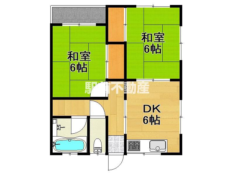 みのはら荘B(2DK/2階)の間取り写真