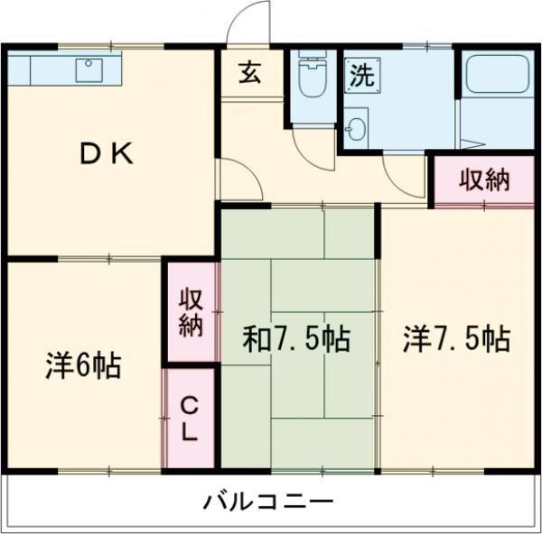日高コーポ(3DK/1階)の間取り写真