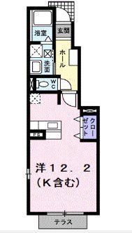 PLACIDOおのみちA(ワンルーム/1階)の間取り写真