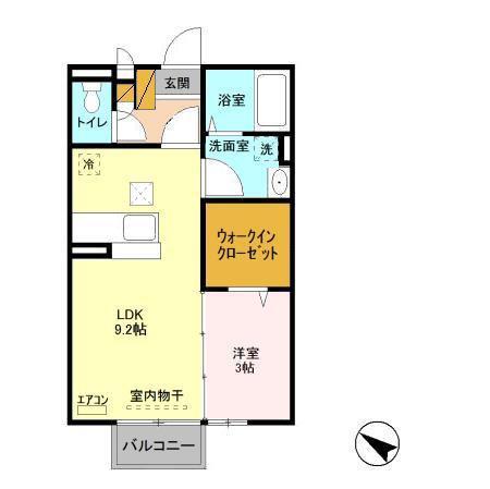 ミヤビーノ モナ(1LDK/1階)の間取り写真