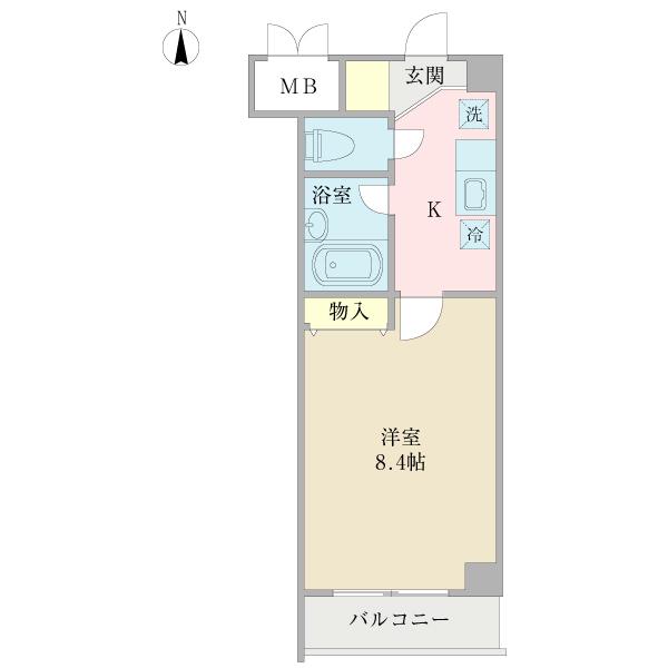 アジュール(1K/4階)の間取り写真