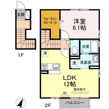アルフォート(1LDK/2階)の間取り写真