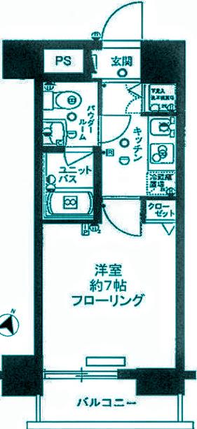 スカイコート都立大学第3(1K/2階)の間取り写真