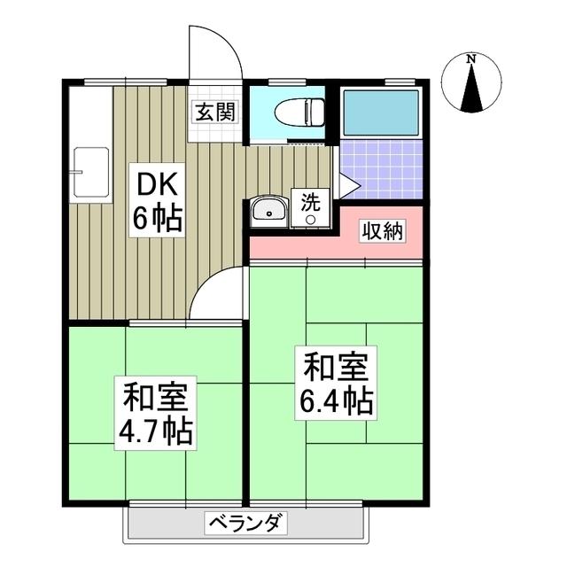 サンシティハイツ北本(2DK/2階)の間取り写真