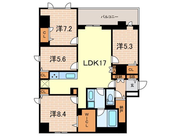 MINNAGENKI夙川公園(4LDK/3階)の間取り写真