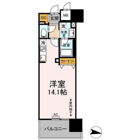 PARK AVENUE イースト(ワンルーム/4階)の間取り写真