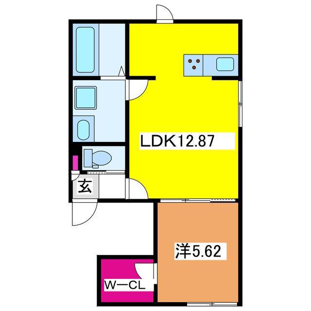 APARTMENT M(1LDK/1階)の間取り写真