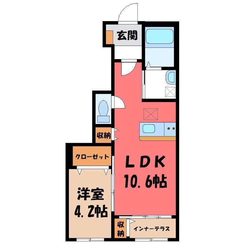 BEFIELDII(1LDK/1階)の間取り写真
