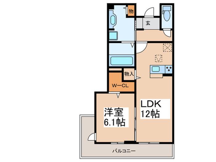 SALICE K(1LDK/1階)の間取り写真