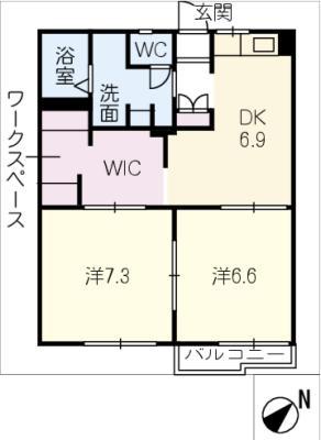 タウニィ神ノ輪A・B(3DK/2階)の間取り写真
