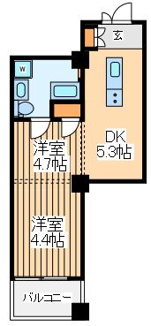 ブランコキューボ(2DK/4階)の間取り写真