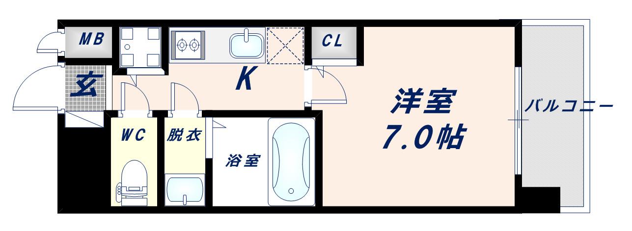 LA DOUCEUR北巽(1K/10階)の間取り写真