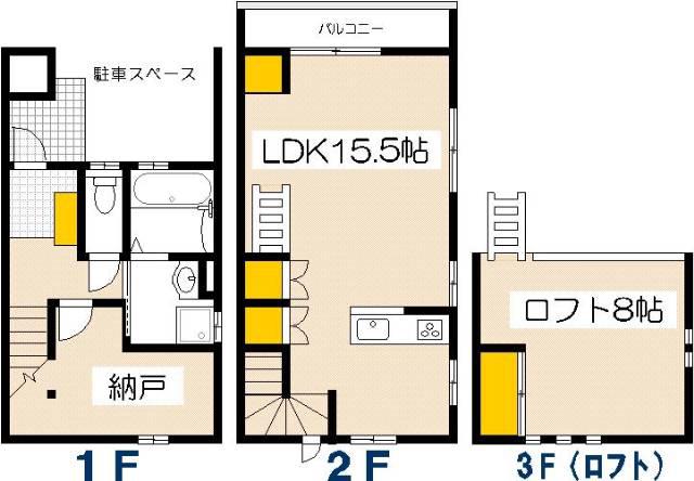 ウッドペッカー(1SLDK/1階)の間取り写真