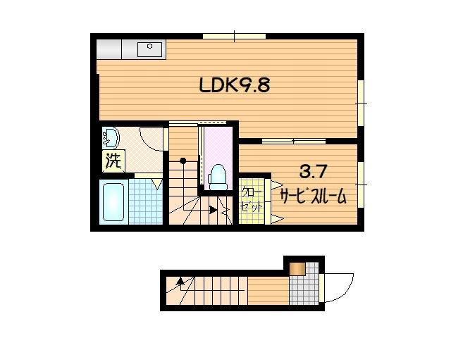 PROGRESS III(1SK/2階)の間取り写真