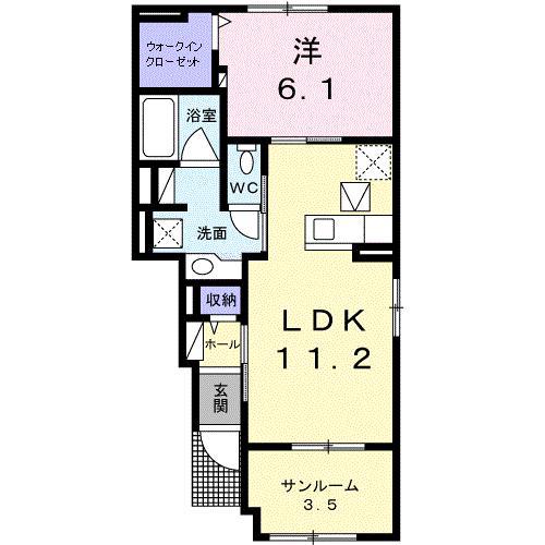 レゴリス(1LDK/1階)の間取り写真