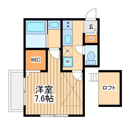 京王線 西調布駅 徒歩7分 2階建 築5年(1K/2階)の間取り写真