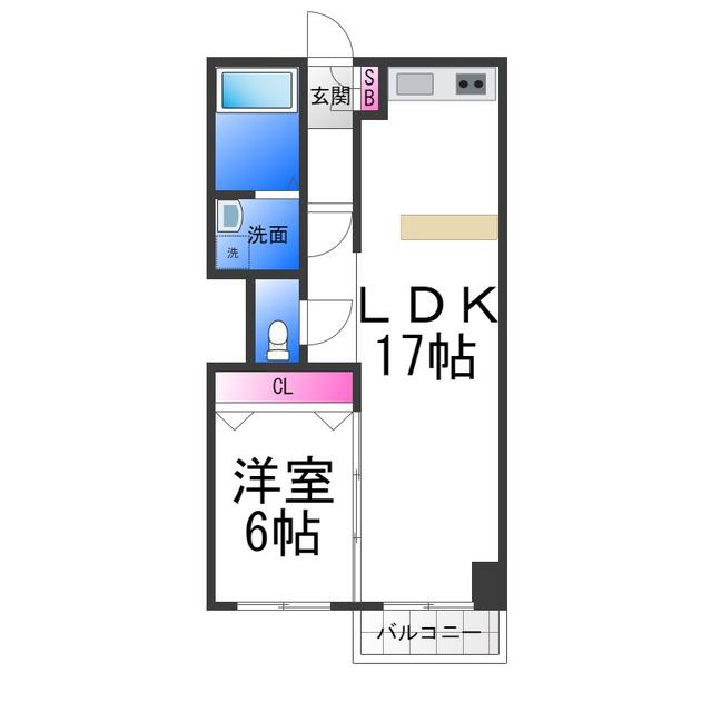 コーポ河中I(1LDK/3階)の間取り写真