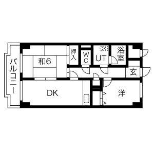 アブニール根岸(2DK/4階)の間取り写真