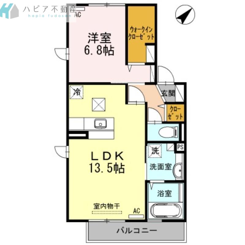 クレッセント(1LDK/1階)の間取り写真