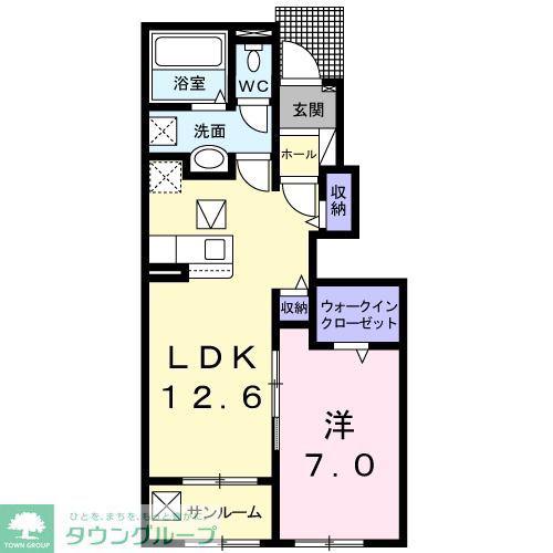エスポワール5(1LDK/1階)の間取り写真