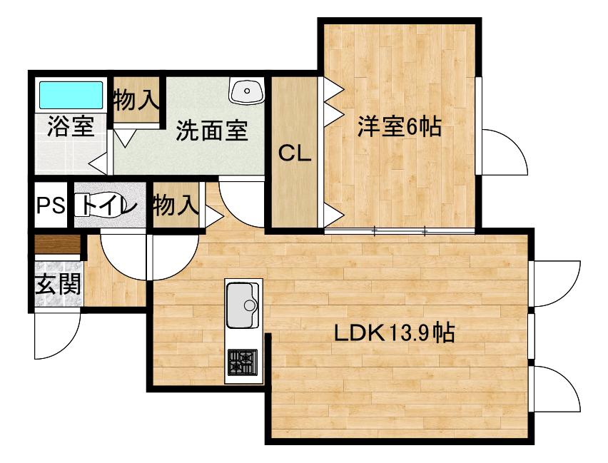 メゾンドブラン(1LDK/1階)の間取り写真