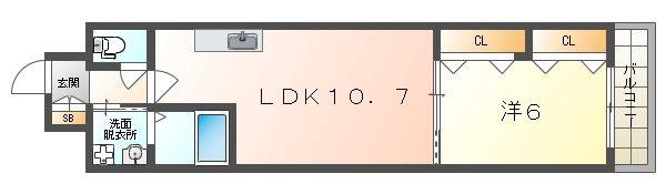 ハルミール忍ケ丘(1LDK/3階)の間取り写真