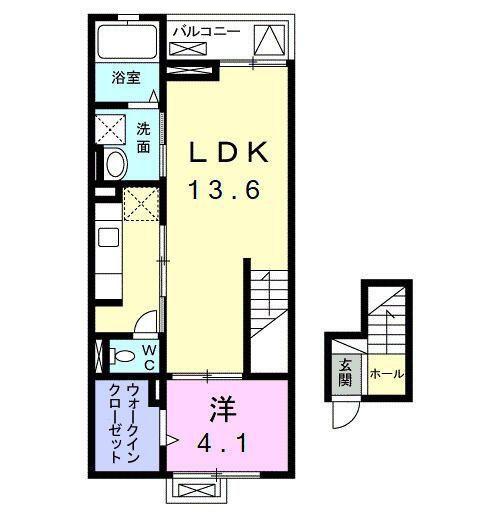ヴィラ クオーレ(1LDK/4階)の間取り写真