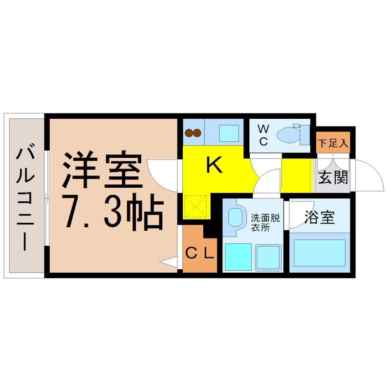 エコロジー栄レジデンス(1K/2階)の間取り写真