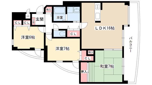 グランドール雅(3LDK/4階)の間取り写真