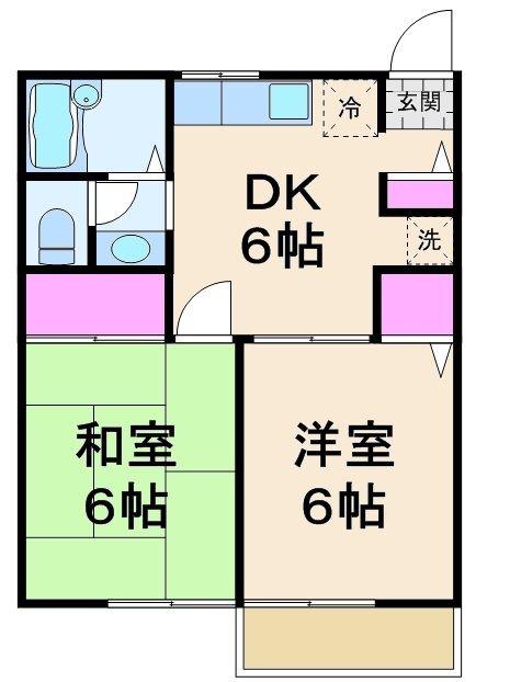 コスモクレールIII(2DK/2階)の間取り写真