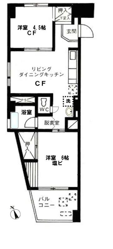 スカイフラット10(2LDK/9階)の間取り写真