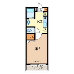 エスポワールK(1K/2階)の間取り写真